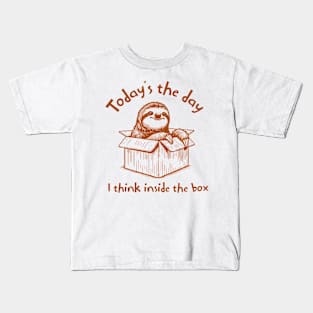 Chill Sloth Graphic Tee - Today is the Day I Think Inside the Box - Comfy Casual Shirt with a Twist of Humor - Gift for Animal Lover Kids T-Shirt